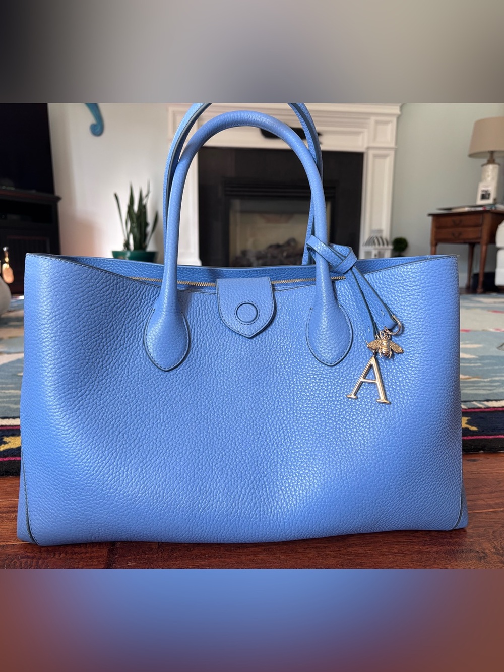 London Tote in Capri Blue Pebble